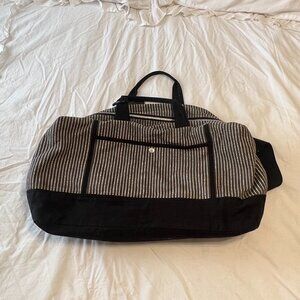 MO&Co Bags Black and White Striped Pattern Duffle Bag